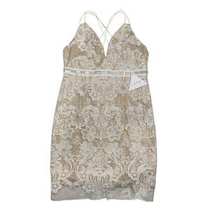 NWT Love Triangle Nude Lace White Midi Dress-sz 16 (US Small)